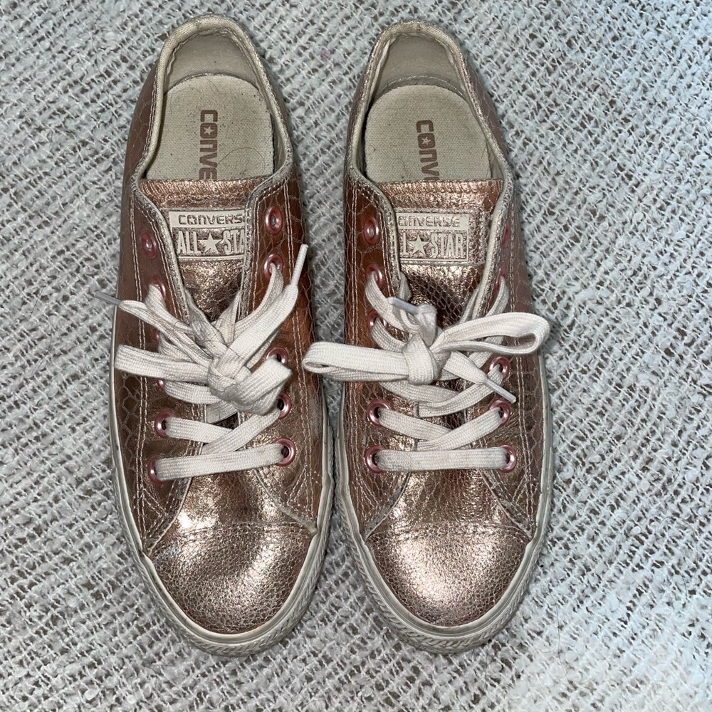 Converse Lace Up Sneakers Chuck Taylor All Star Rose gold metallic snakeskin 8